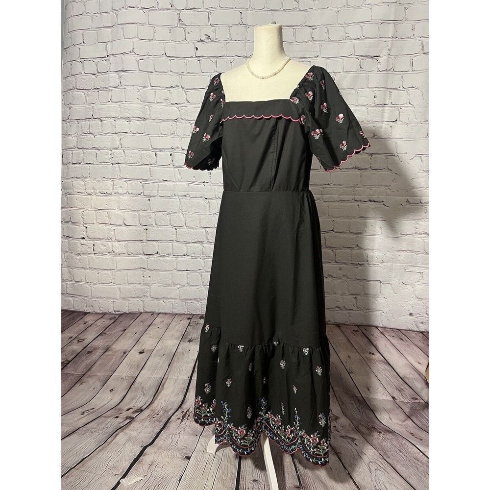 CELLA & FLO Embroidered Evening Black Dress